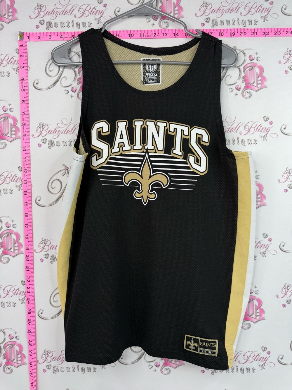 NFL team tank top jersey New Orleans Saints Black & Gold Mesh Team Tank